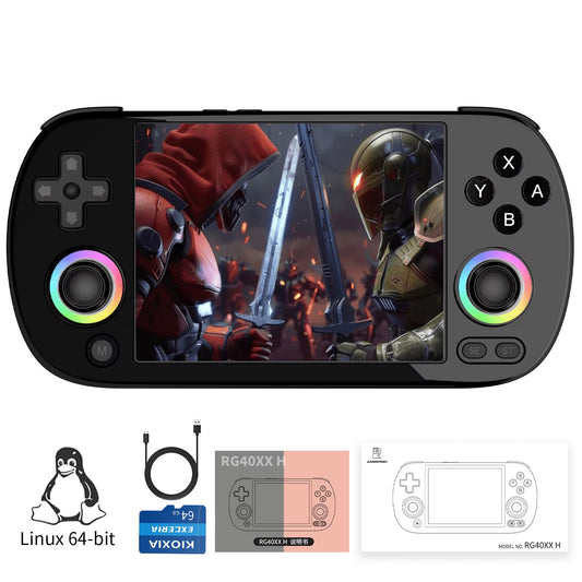 RG40XX H Handheld Game Consoles,4 Inch Ips,Linux 64,Wifi Bluetooth HD and TV Output Black